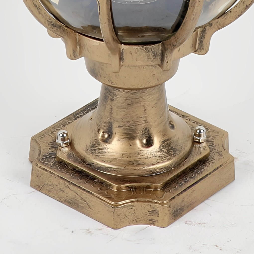 Outdoor Globe Pillar Lights Retro Glass Globe Copper Fence Post Light