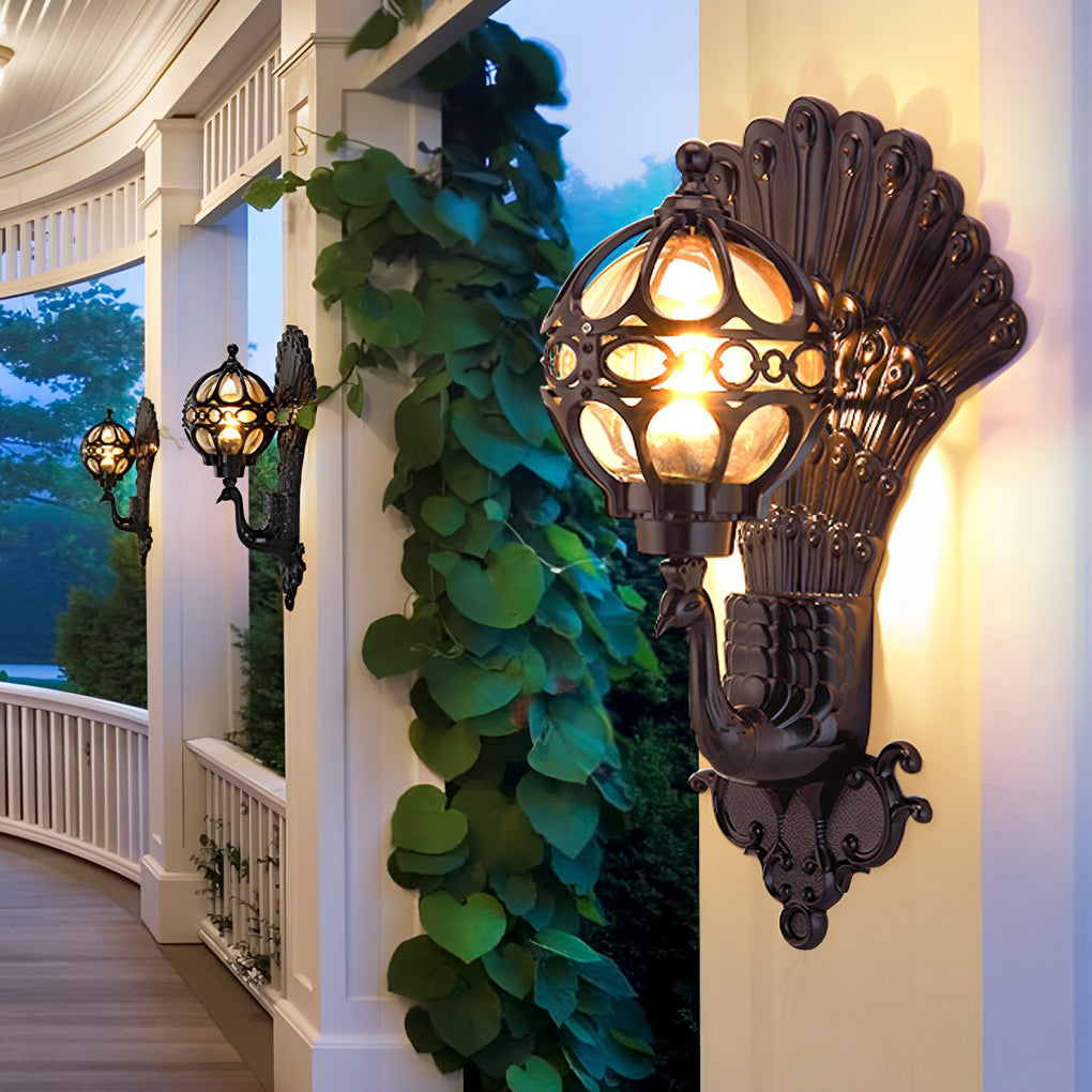 Peacock Wall Light Waterproof Retro European Aluminum Wall Sconce