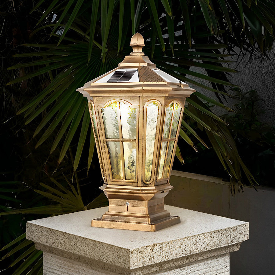Stone Pillar Light Fixture Retro Pavilion-Style LED Light
