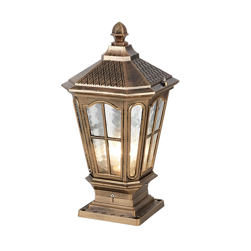 Stone Pillar Light Fixture Retro Pavilion-Style LED Light