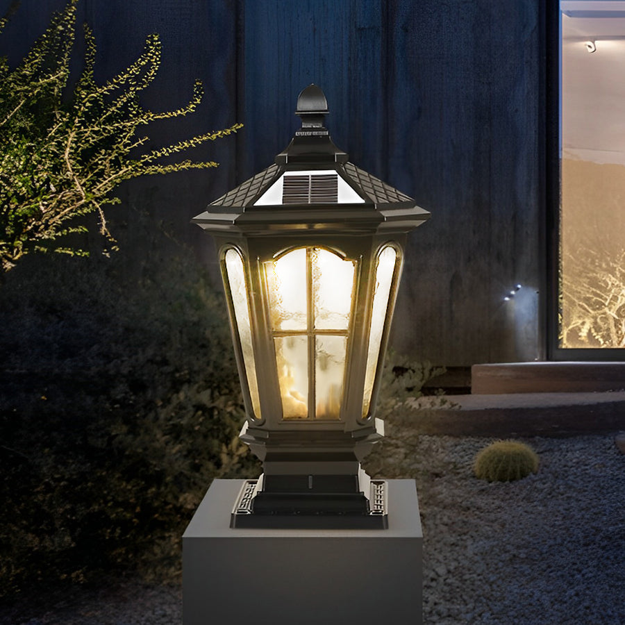 Stone Pillar Light Fixture Retro Pavilion-Style LED Light