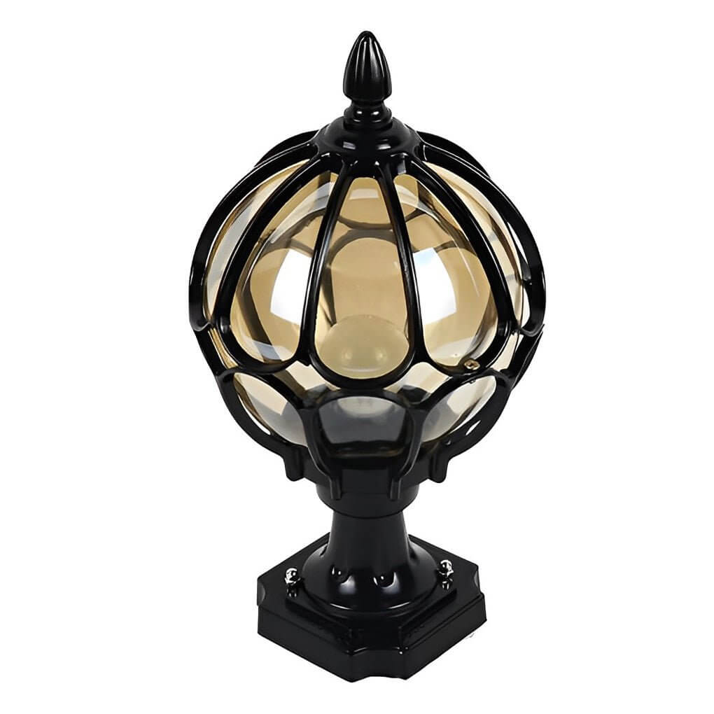 Outdoor Globe Pillar Lights Retro Glass Globe Copper Fence Post Light