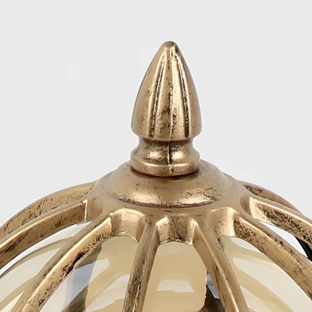 Outdoor Globe Pillar Lights Retro Glass Globe Copper Fence Post Light