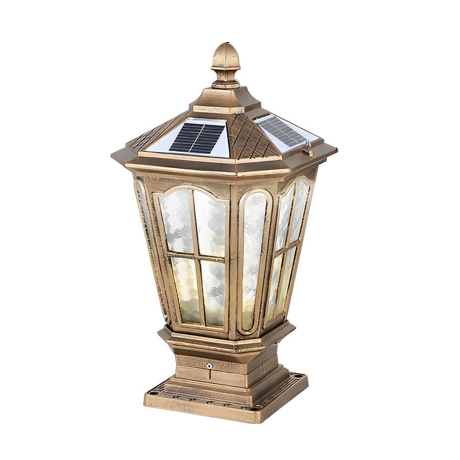 Stone Pillar Light Fixture Retro Pavilion-Style LED Light