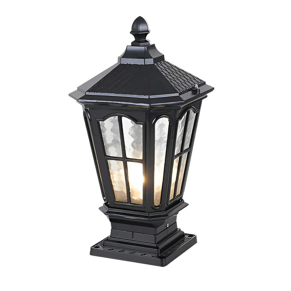 Stone Pillar Light Fixture Retro Pavilion-Style LED Light