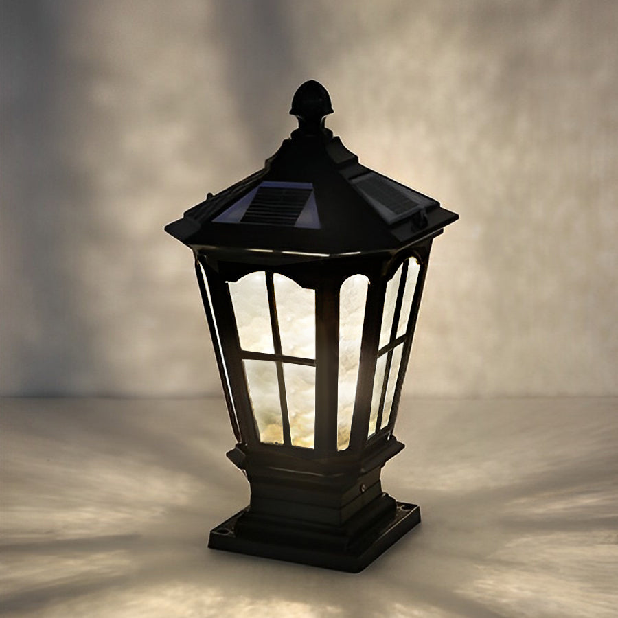 Stone Pillar Light Fixture Retro Pavilion-Style LED Light