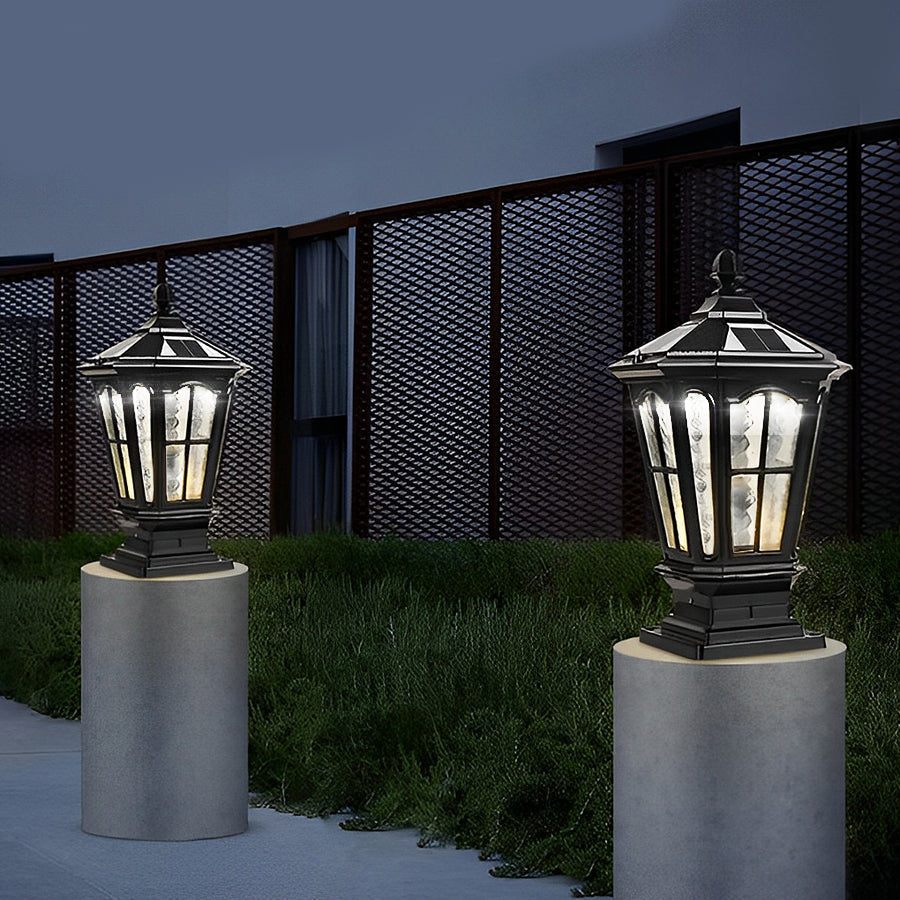 Stone Pillar Light Fixture Retro Pavilion-Style LED Light